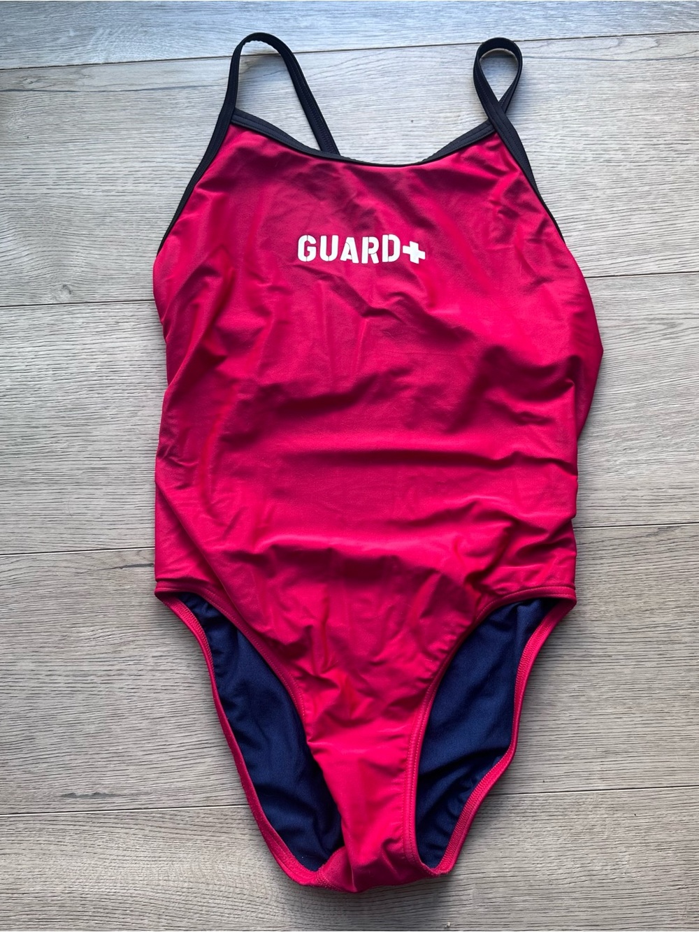 Sporti Lifeguard One Piece Swimsuit Red Navy Guard+ Women’s Size 34 (size s)